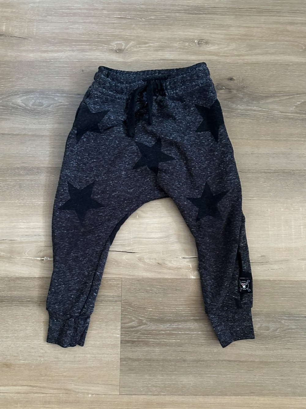 NUNUNU Baby Charcoal Gray Black Star Jogger Pants 12-18M